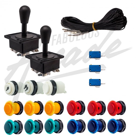 Kit Arcade 2 Joueurs Lumineux Boutons Génériques Joysticks Américains Câble Gpio