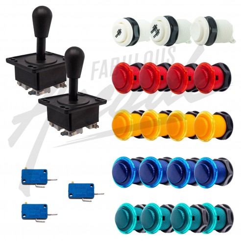 Kit Arcade 2 Joueurs Boutons Génériques Joysticks Américain Nu
