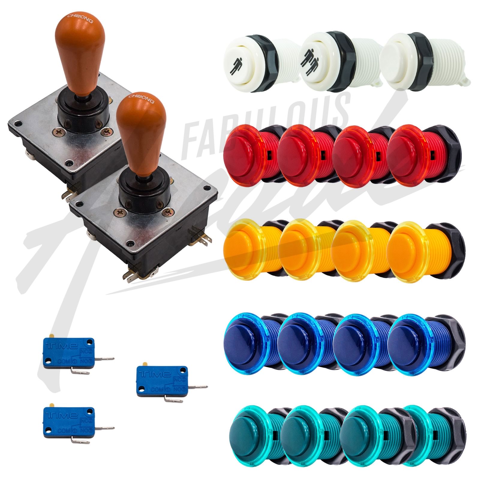 Kit Arcade 2 Joueurs Boutons Génériques Joysticks Coréen Nu