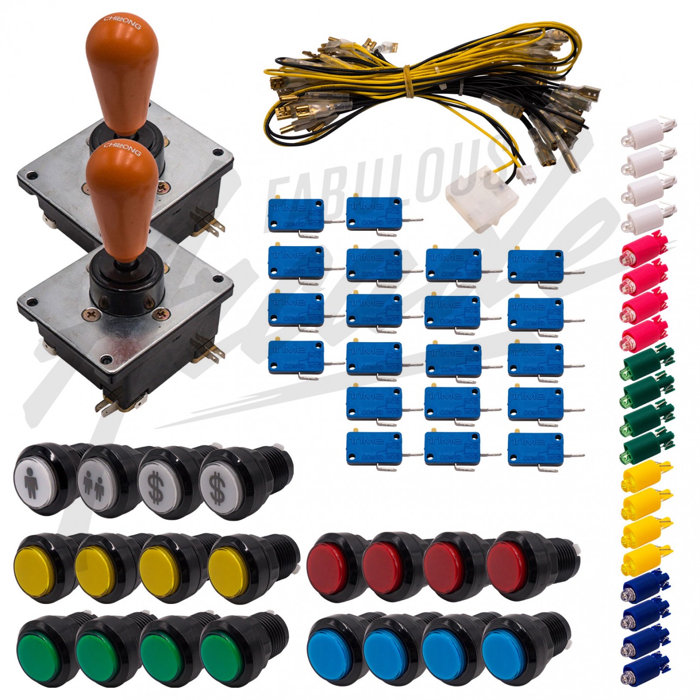 Lot de 2 Boutons Start arcade lumineux Chromés - Silver LED buttons