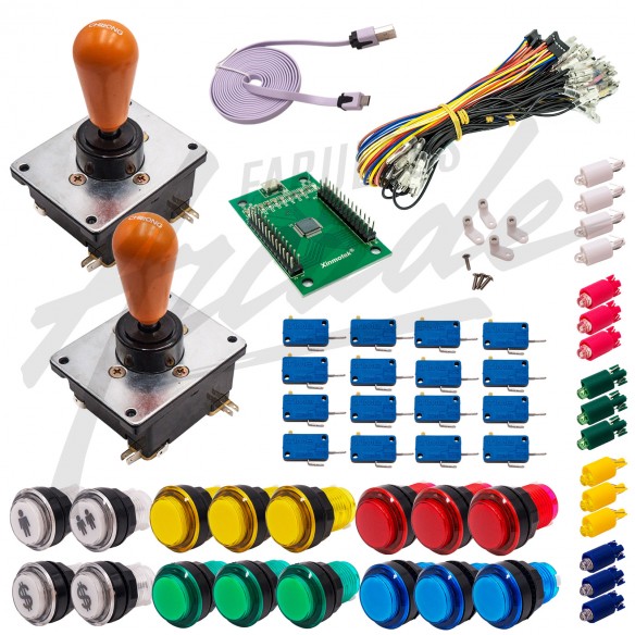 Kit Arcade 2 Joueurs Lumineux Boutons Transparents Joysticks Coréens Carte XinMoTek