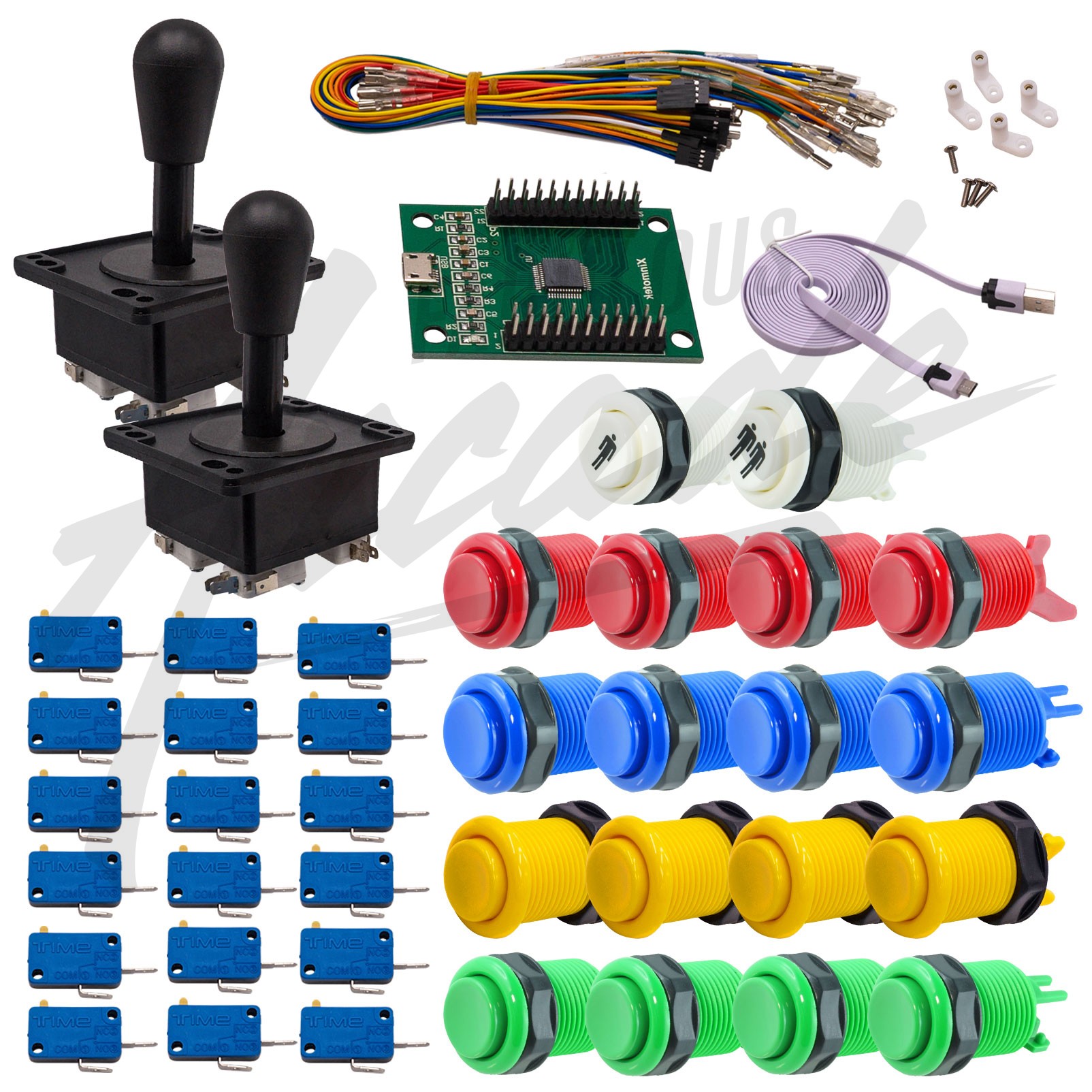 Kit Arcade 2 Joueurs Boutons Américains Joysticks Américains Carte XinMoTek