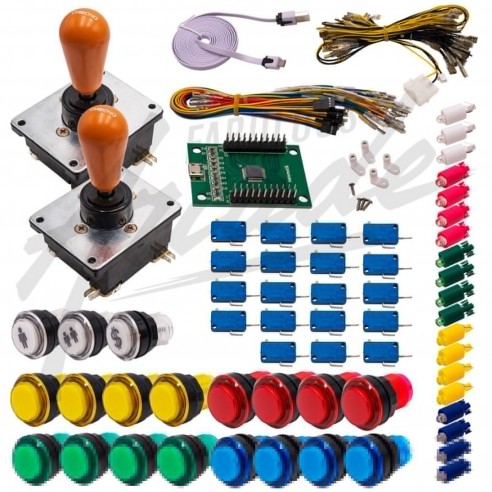 Kit Arcade 2 Joueurs Lumineux Boutons Tranparents Joysticks Coréens Carte XinMoTek