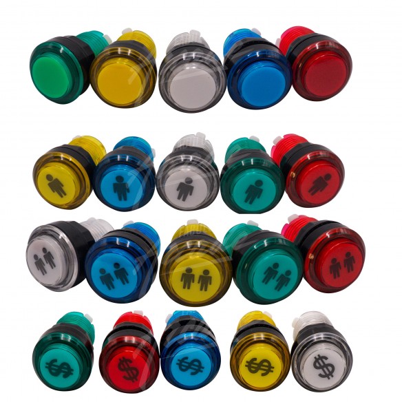 Kit Arcade 2 x 1 Joueur Lumineux Boutons Coeurs Blancs Joysticks Lumineux Boules Carte XinMoTek