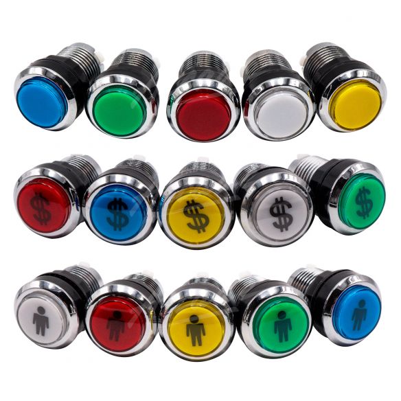 Kit Arcade 1 Joueur Lumineux Boutons Chromés Joystick Zippyy Tige Longue Boule Carte XinMoTek