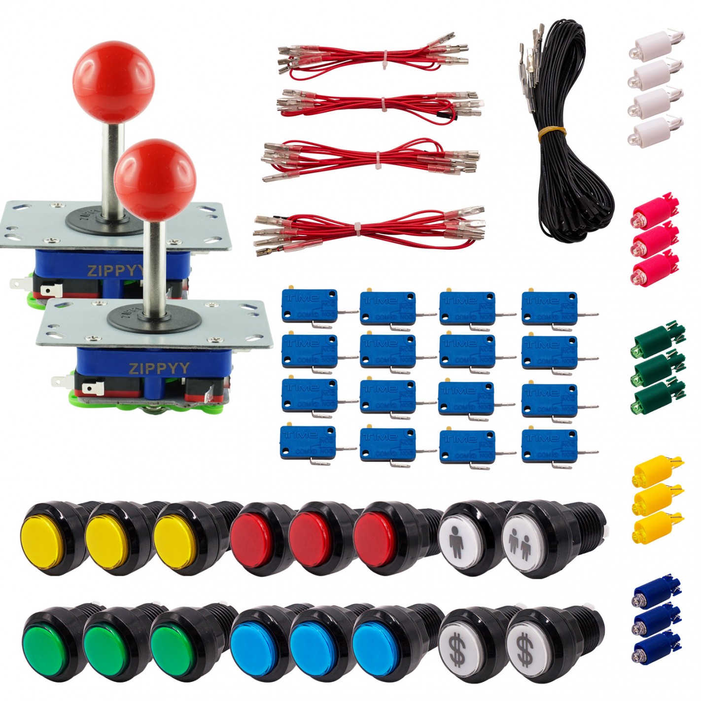 Boutons Arcade Lumineux LED - Noir Et Vert - Neufs