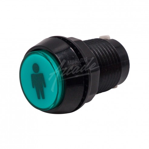 Bouton Sélection 1 Lumineux Collerette Noire Profil Haut Diamètre 30 mm