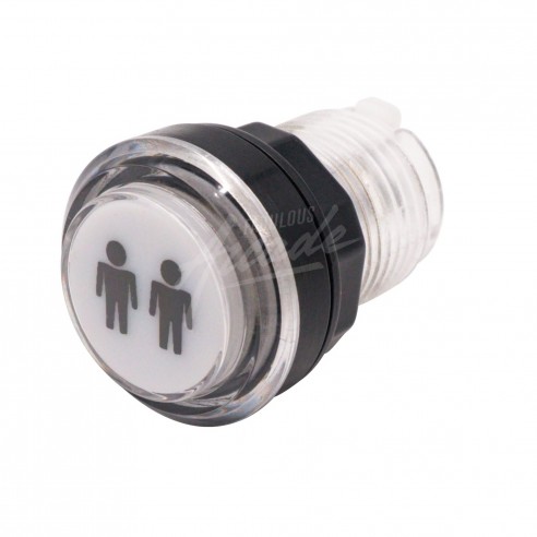 Bouton Sélection 2 Lumineux Transparent Pastille Blanche Diamètre 30 mm