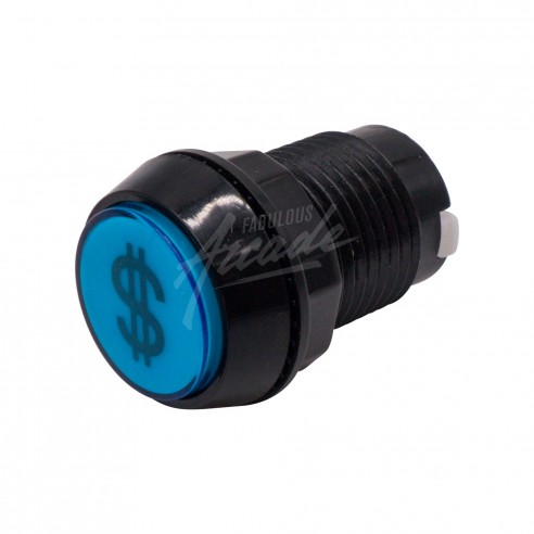 Bouton Crédit Lumineux Collerette Noire Profil Haut Diamètre 30 mm