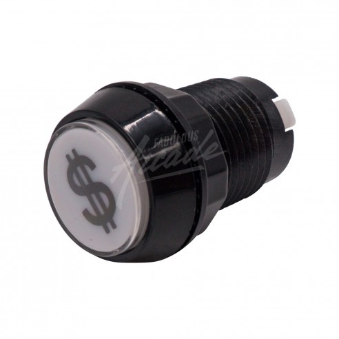 Bouton Crédit Lumineux Collerette Noire Profil Haut Diamètre 30 mm