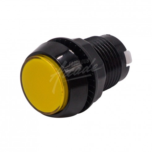 Bouton Joueur Lumineux Collerette Noire Profil Haut Diamètre 30 mm