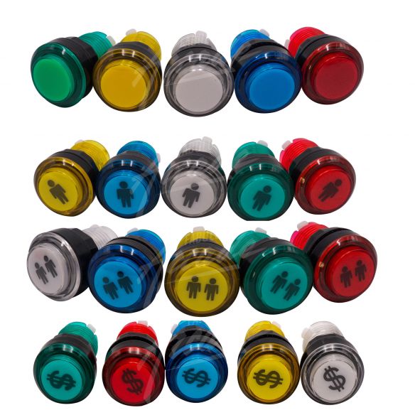 Kit Arcade 2 Joueurs Lumineux Boutons Transparents Joysticks Zippyy Tige Longue Boule Carte XinMoTek