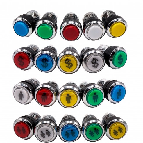 Kit Arcade 2 Joueurs Lumineux Boutons Chromés Joysticks Américains Carte XinMoTek