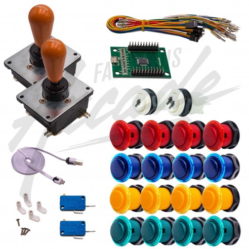 Kit Arcade 2 Joueurs Boutons Génériques Joysticks Coréens Carte XinMoTek