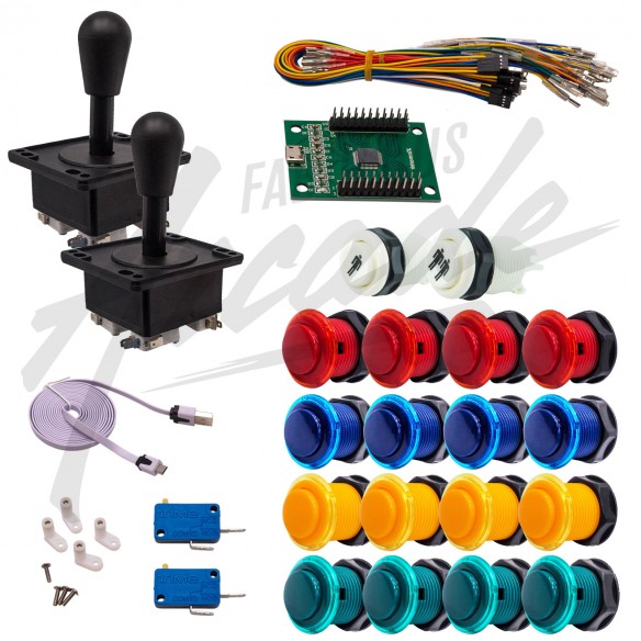 Kit Arcade 2 Joueurs Boutons Génériques Joysticks Américains Carte XinMoTek