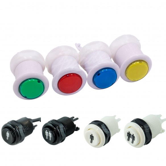 Kit Arcade 2 Joueurs Boutons Bicolores Blancs Joysticks PCB Tiges Noires Boule Carte XinMoTek