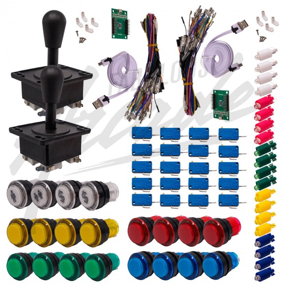 Kit Arcade 2 x 1 Joueur Lumineux Boutons Transparents Joysticks Américains Carte XinMoTek