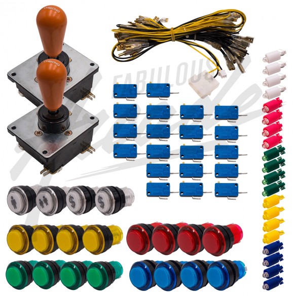 Kit Arcade 2 Joueurs Lumineux Boutons Tranparents Joysticks Coréens Nu