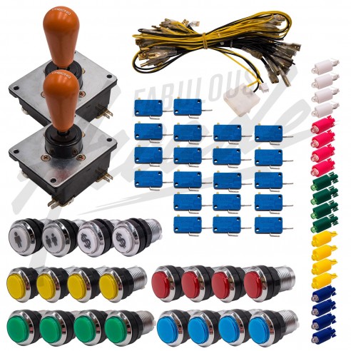 Kit Arcade 2 Joueurs Lumineux Boutons Chromés Joysticks Coréens Nu