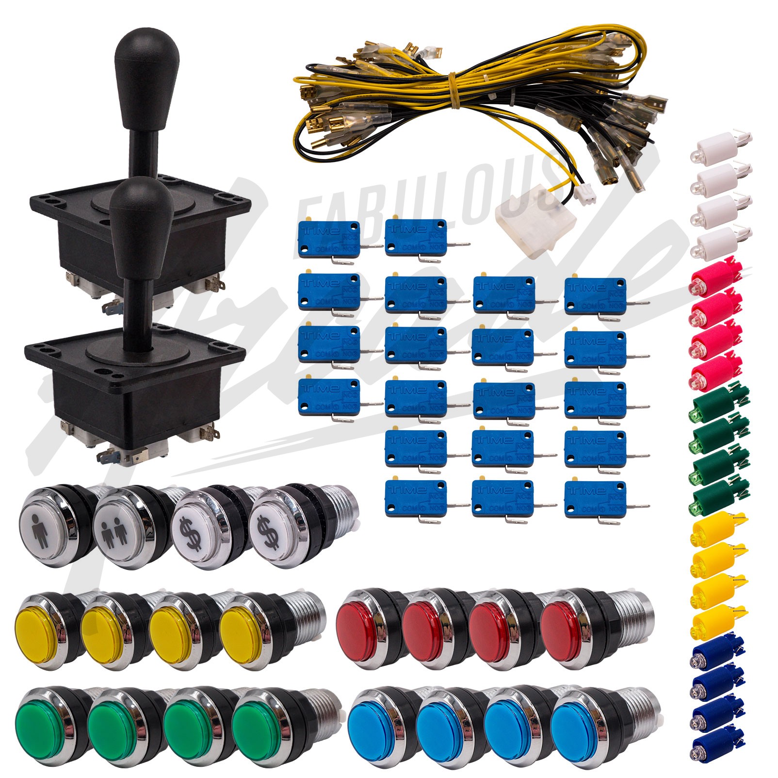 2 Boutons Démarrage Arcade 1P/2P Avec Micro-interrupteur - Compatible Bornes D'Arcade Et Projets DIY