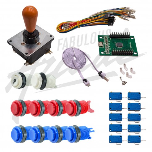 Kit Arcade 1 Joueur Boutons Américains Joystick Coréen Carte XinMoTek