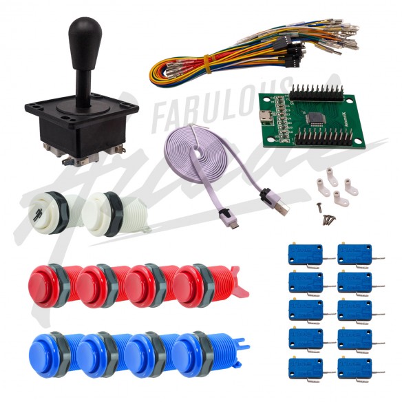 Kit Arcade 1 Joueur Boutons Américains Joystick Américain Carte XinMoTek