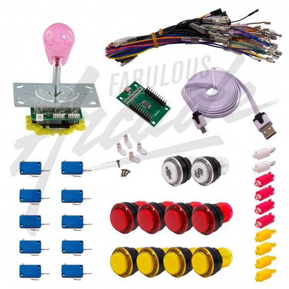 Kit Arcade 1 Joueur Lumineux Boutons Transparents Joystick Lumineux Poire Carte XinMoTek