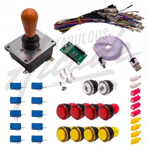 Kit Arcade 1 Joueur Lumineux Boutons Transparents Joystick Coréen Carte XinMoTek