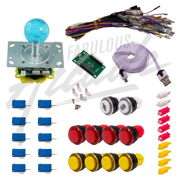 Kit Arcade 1 Joueur Lumineux Boutons Transparents Joystick Lumineux Boule Carte XinMoTek