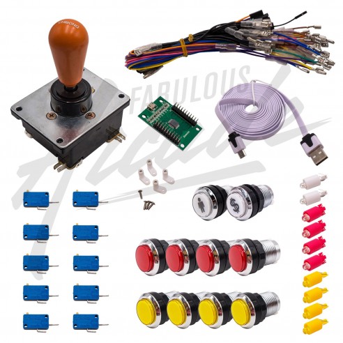 Kit Arcade 1 Joueur Lumineux Boutons Chromés Joystick Coréen Carte XinMoTek