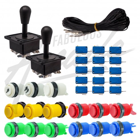 Kit Arcade 2 Joueurs Lumineux Boutons Américains Joysticks Américains Câble Gpio