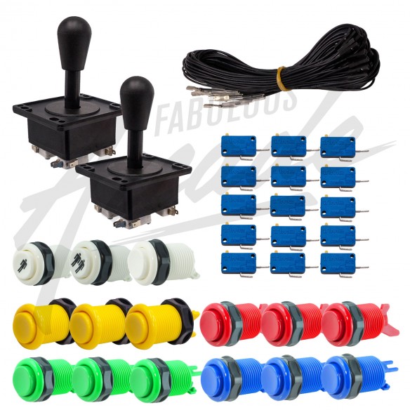 Kit Arcade 2 Joueurs Lumineux Boutons Américains Joysticks Américains Câble Gpio