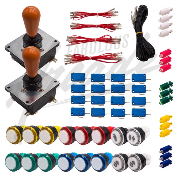 Kit Arcade 2 Joueurs Lumineux Boutons Coeurs Blancs Joysticks Coréens Câble Gpio