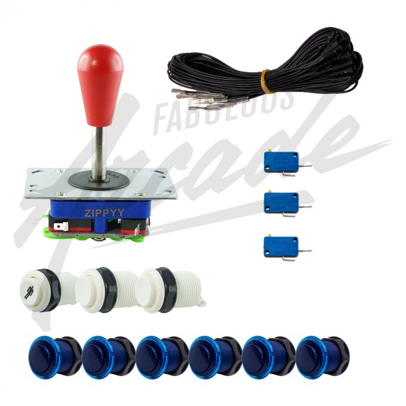Kit Arcade 1 Joueur Boutons Génériques Joystick Zippyy Tige Longue Poire Câble Gpio