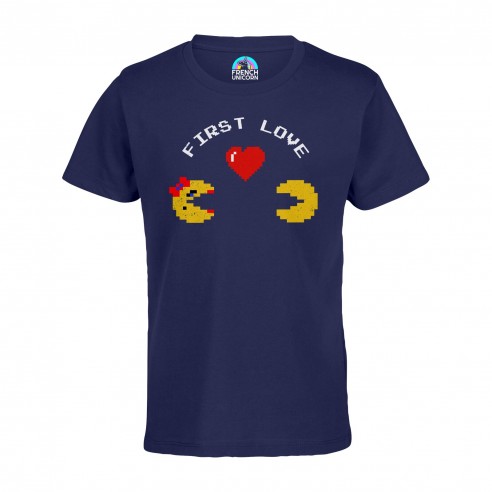 T-shirt Enfant First Love Jeux Vidéo Retro Gaming Saint Valentin 8 Bit