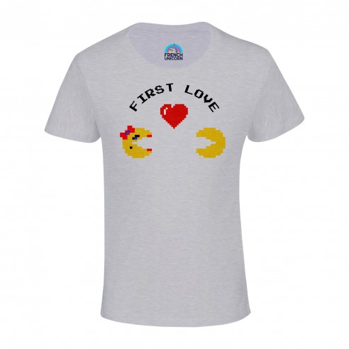 T-shirt Enfant First Love Jeux Vidéo Retro Gaming Saint Valentin 8 Bit