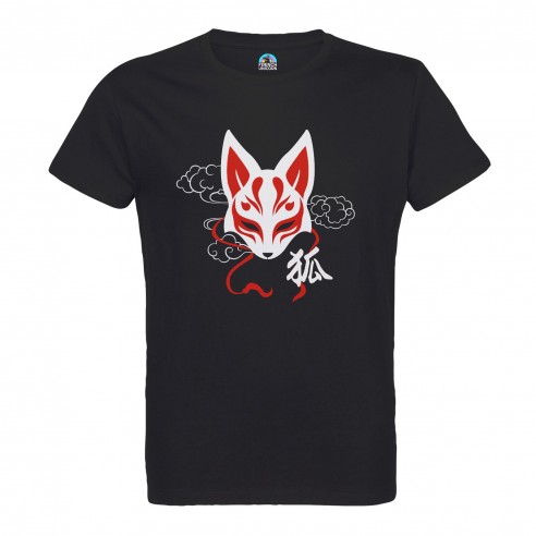T-shirt Homme Col Rond Kitsune Renard Japon Asie Culture Manga
