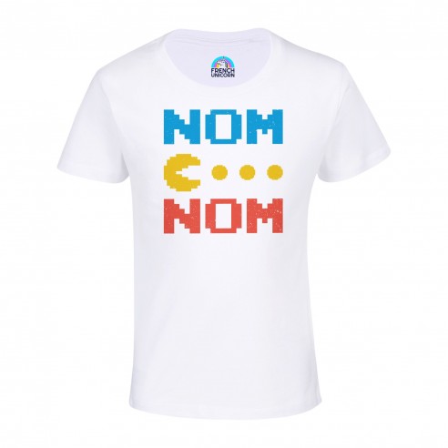 T-shirt Enfant Pac-Man Nom Nom Jeux Vidéo Retro Gaming 8 Bit