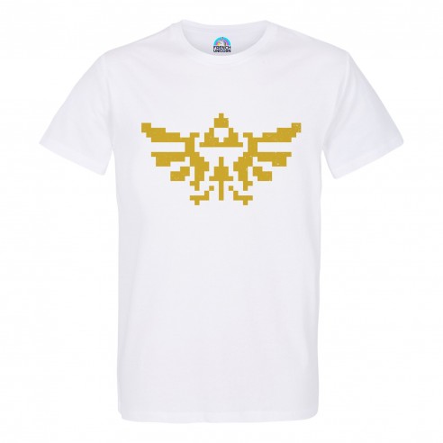 T-shirt Homme Col Rond Hylian Crest Triforce Zelda Jeux Vidéo Retro Gaming Vintage