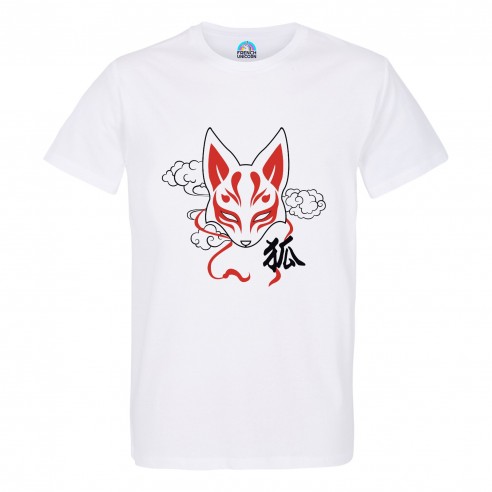 T-shirt Homme Col Rond Kitsune Renard Japon Asie Culture Manga
