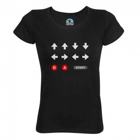 T-shirt Femme Col Echancré Code Triche Jeux Vidéo Retro Gaming Vintage