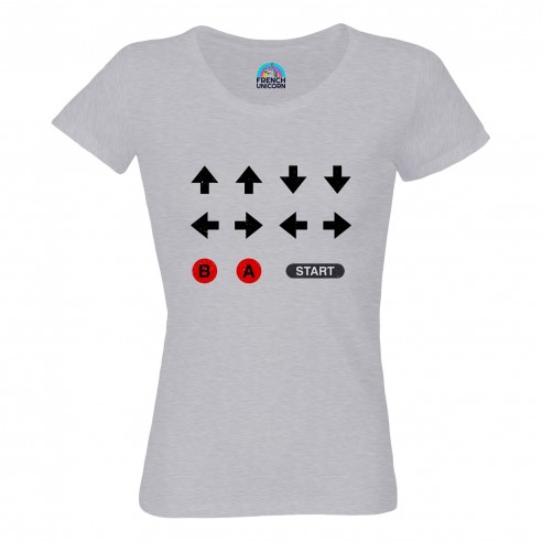 T-shirt Femme Col Echancré Code Triche Jeux Vidéo Retro Gaming Vintage