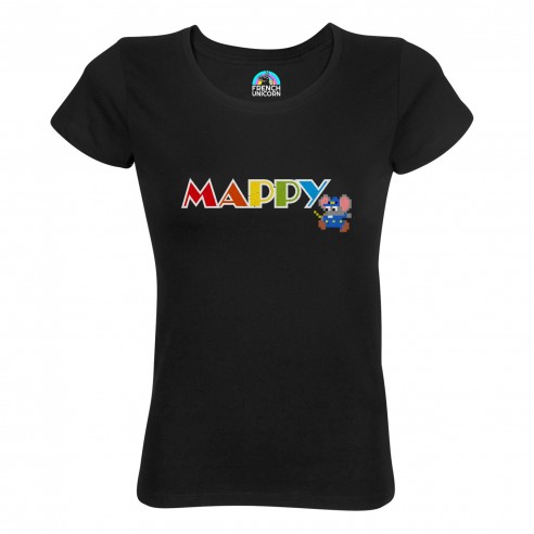 T-shirt Femme Col Echancré Mappy Jeux Vidéo Retro Gaming Vintage Arcade