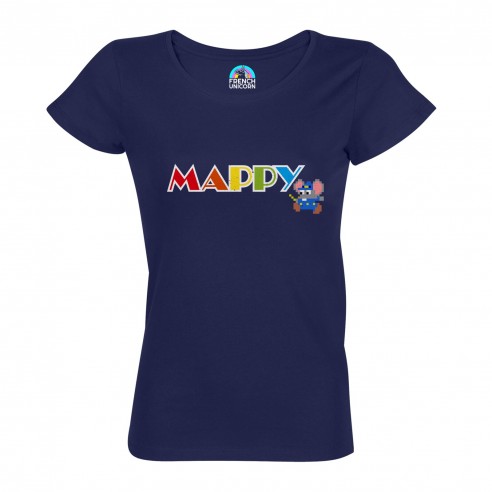 T-shirt Femme Col Echancré Mappy Jeux Vidéo Retro Gaming Vintage Arcade