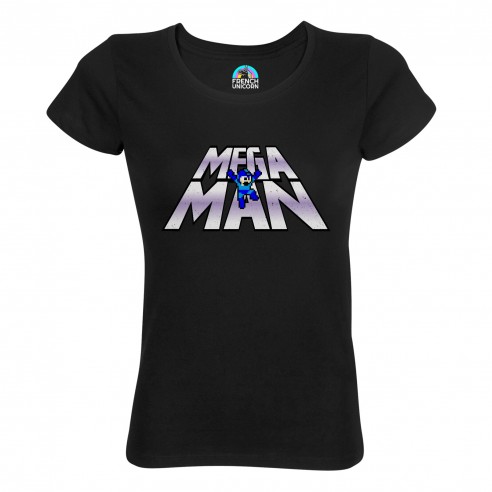 T-shirt Femme Col Echancré Mega Man Jeux Vidéo Retro Gaming Vintage