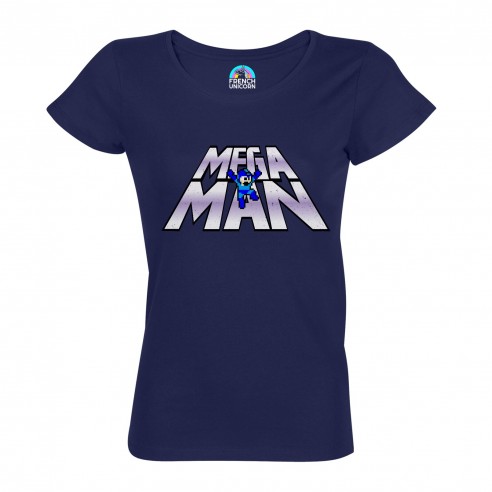 T-shirt Femme Col Echancré Mega Man Jeux Vidéo Retro Gaming Vintage