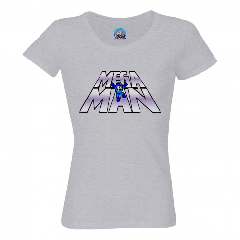 T-shirt Femme Col Echancré Mega Man Jeux Vidéo Retro Gaming Vintage