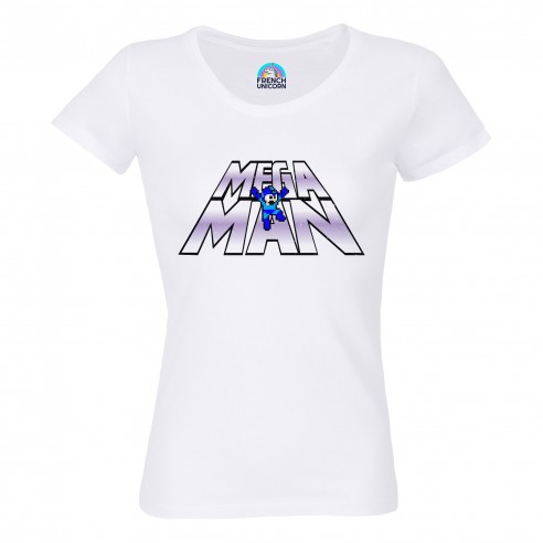 T-shirt Femme Col Echancré Mega Man Jeux Vidéo Retro Gaming Vintage