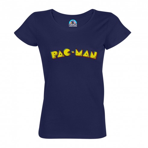 T-shirt Femme Col Echancré Pac-Man Jeux Vidéo Retro Gaming 8 Bit