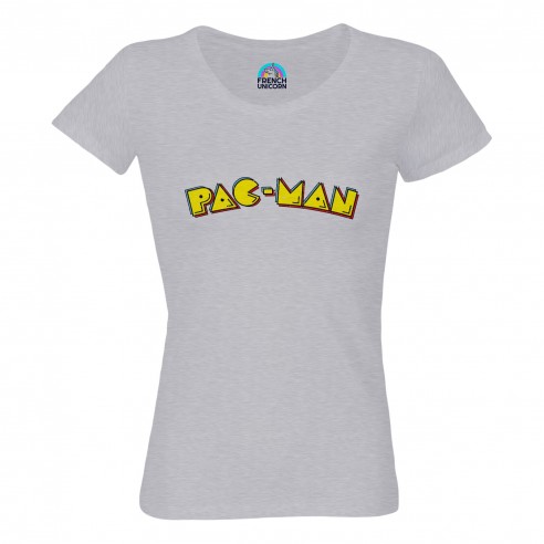 T-shirt Femme Col Echancré Pac-Man Jeux Vidéo Retro Gaming 8 Bit